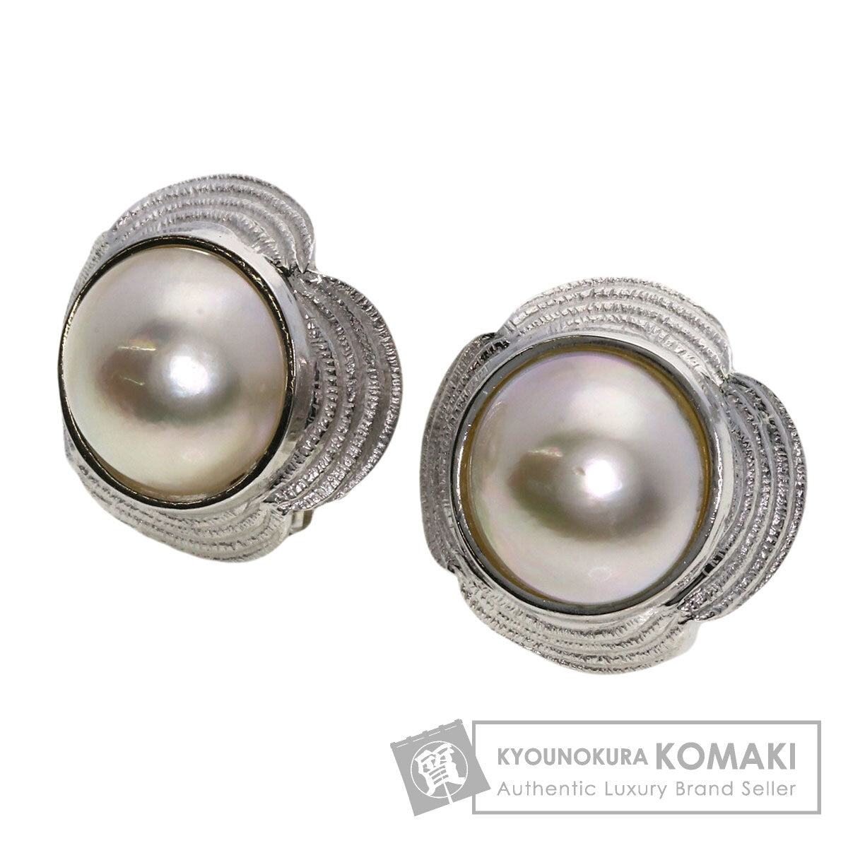 ミキモト フラワーモチーフ マベパール 真珠 イヤリング 中古 商品画像1