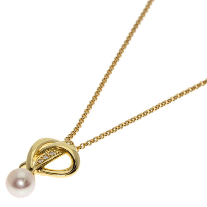 MIKIMOTO ミキモト アコヤパール 真珠 ダイヤモンド ネックレス K18YG レディース 中古
