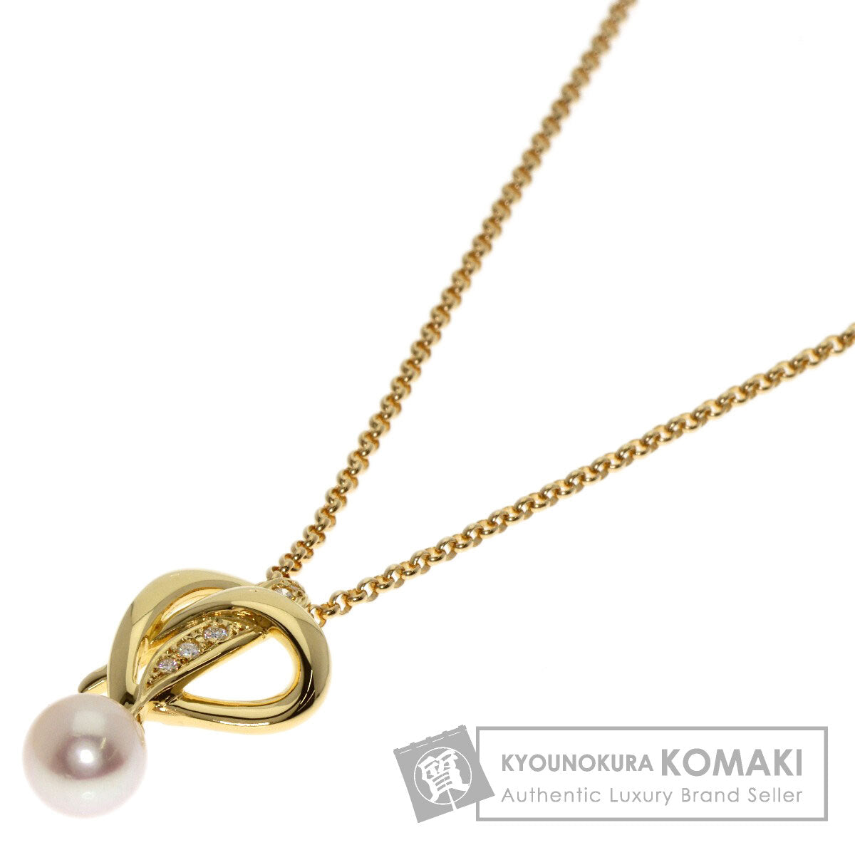 MIKIMOTO ミキモト アコヤパール 真珠 ダイヤモンド ネックレス K18YG レディース 中古