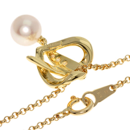 MIKIMOTO ミキモト アコヤパール 真珠 ダイヤモンド ネックレス K18YG レディース 中古