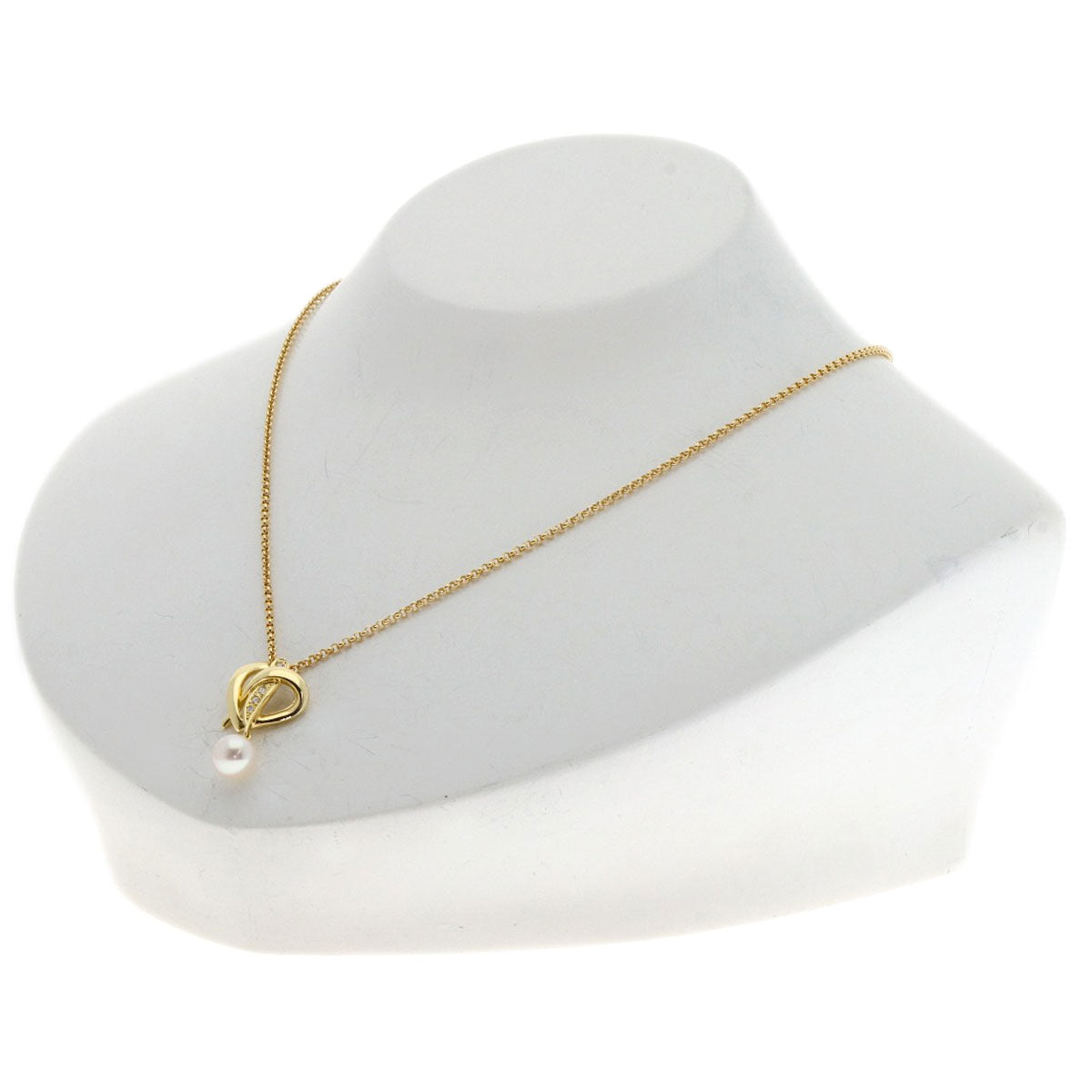 MIKIMOTO ミキモト アコヤパール 真珠 ダイヤモンド ネックレス K18YG レディース 中古