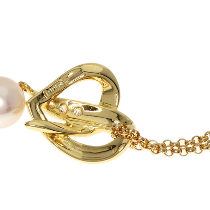 MIKIMOTO ミキモト アコヤパール 真珠 ダイヤモンド ネックレス K18YG レディース 中古