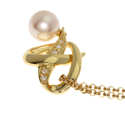 MIKIMOTO ミキモト アコヤパール 真珠 ダイヤモンド ネックレス K18YG レディース 中古