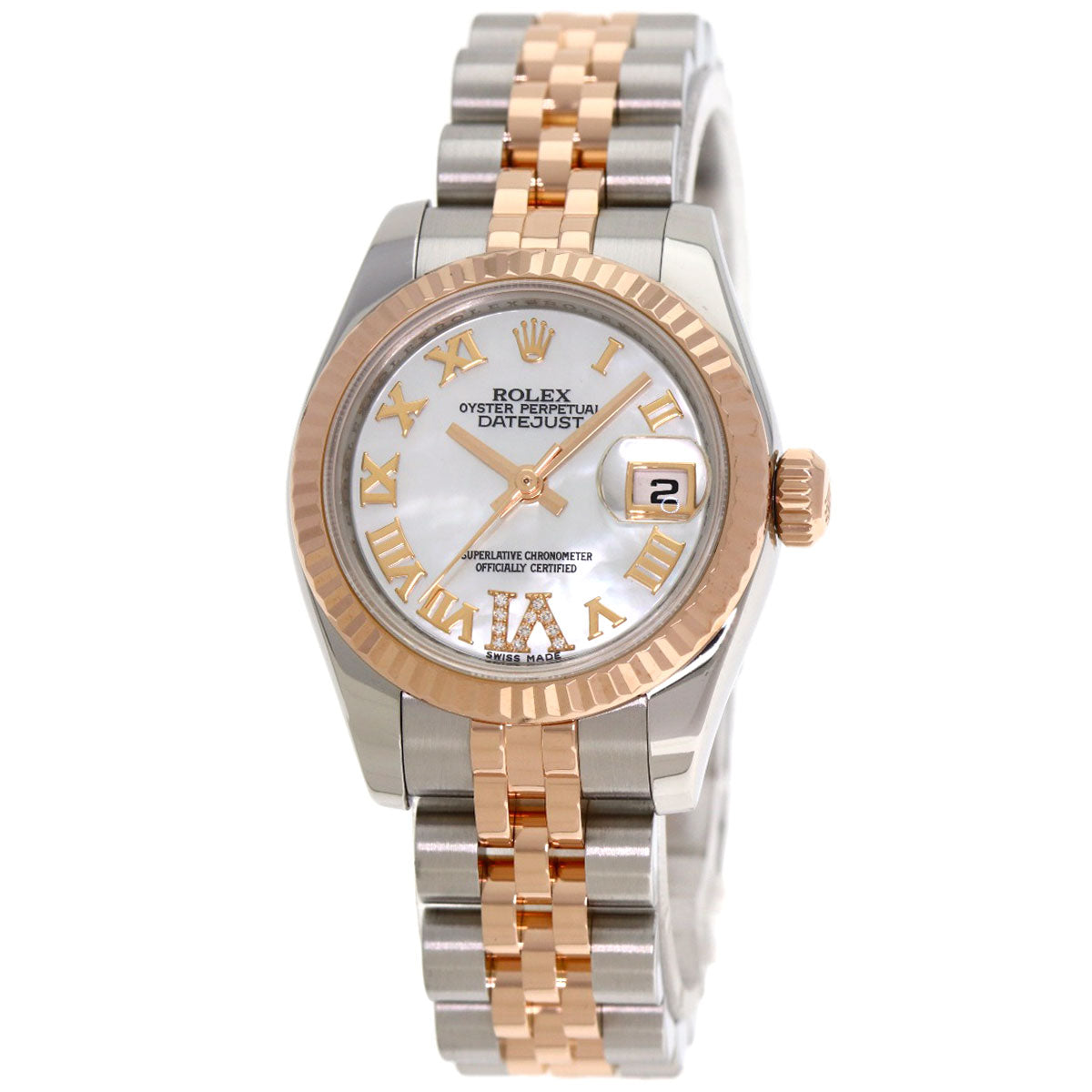 ROLEX ロレックス 179171NR デイトジャスト VI ダイヤモンド 腕時計 SS レディース 中古