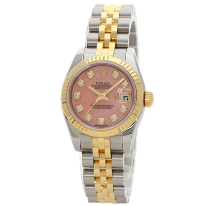 ROLEX ロレックス 179173OPG デイトジャスト 10P ダイヤモンド 腕時計 SS レディース 中古