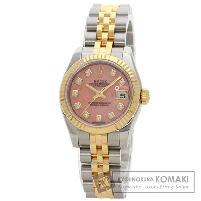 ROLEX ロレックス 179173OPG デイトジャスト 10P ダイヤモンド 腕時計 SS レディース 中古