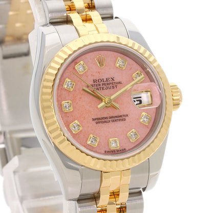 ROLEX ロレックス 179173OPG デイトジャスト 10P ダイヤモンド 腕時計 SS レディース 中古