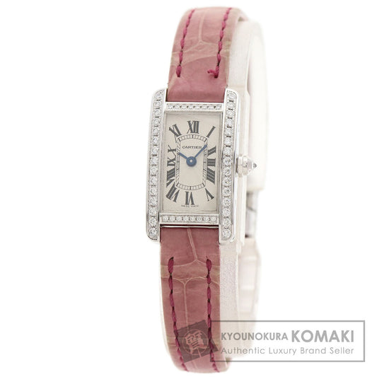 CARTIER カルティエ WB710015 タンクアメリカン ミニ ダイヤモンド 腕時計 K18WG レディース 中古