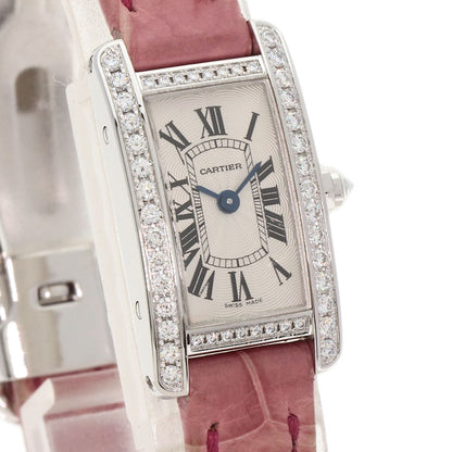 CARTIER カルティエ WB710015 タンクアメリカン ミニ ダイヤモンド 腕時計 K18WG レディース 中古