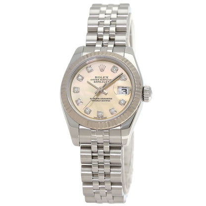 ROLEX ロレックス 179174NG デイトジャスト 10P ダイヤモンド 腕時計 SS レディース 中古