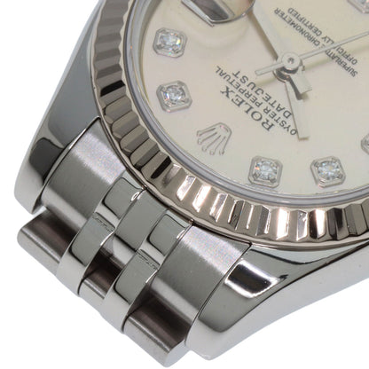 ROLEX ロレックス 179174NG デイトジャスト 10P ダイヤモンド 腕時計 SS レディース 中古