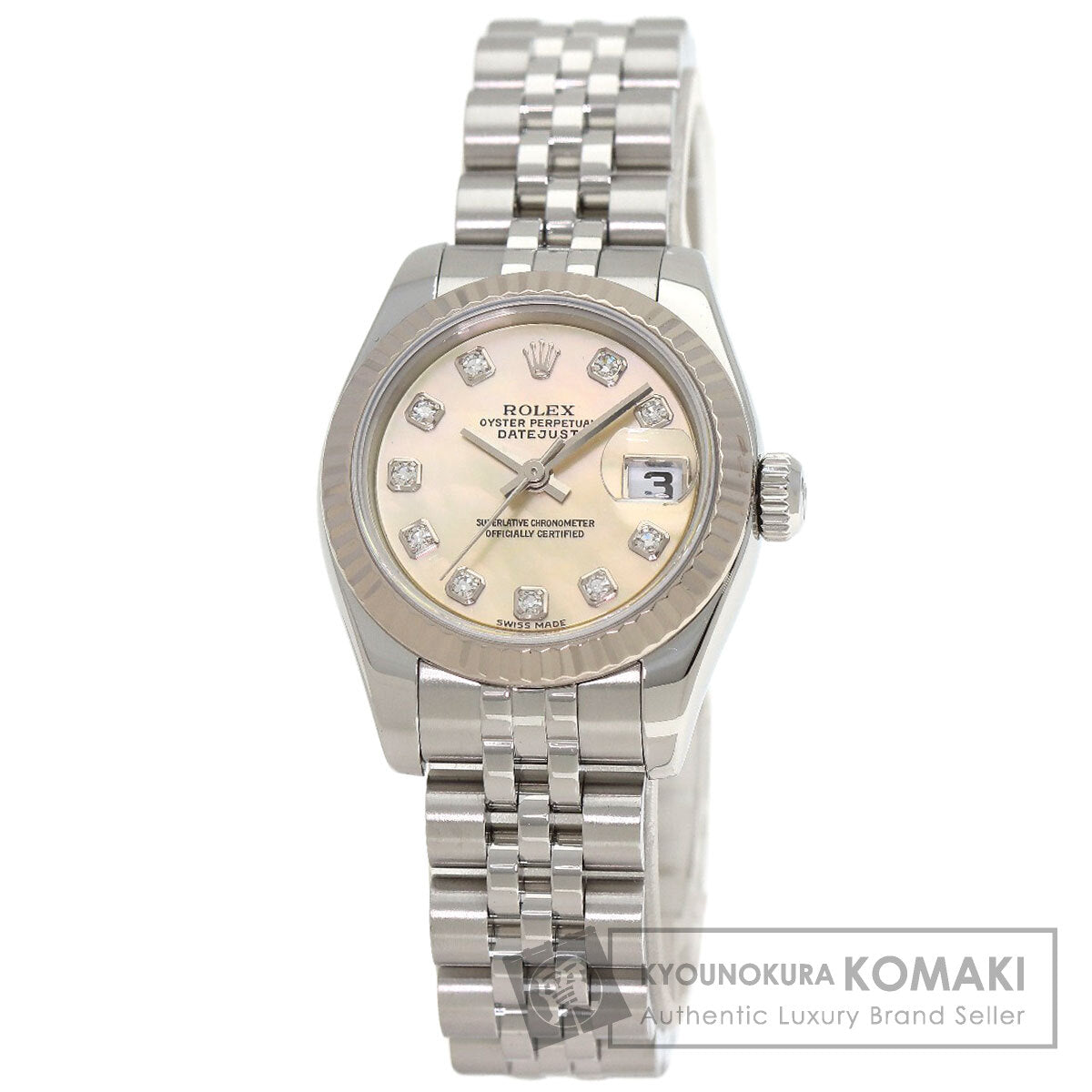 ROLEX ロレックス 179174NG デイトジャスト 10P ダイヤモンド 腕時計 SS レディース 中古