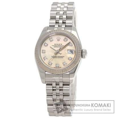 ROLEX ロレックス 179174NG デイトジャスト 10P ダイヤモンド 腕時計 SS レディース 中古