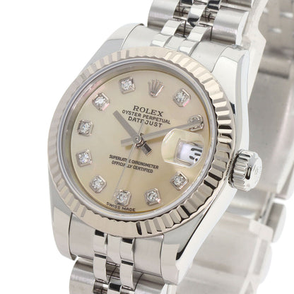 ROLEX ロレックス 179174NG デイトジャスト 10P ダイヤモンド 腕時計 SS レディース 中古