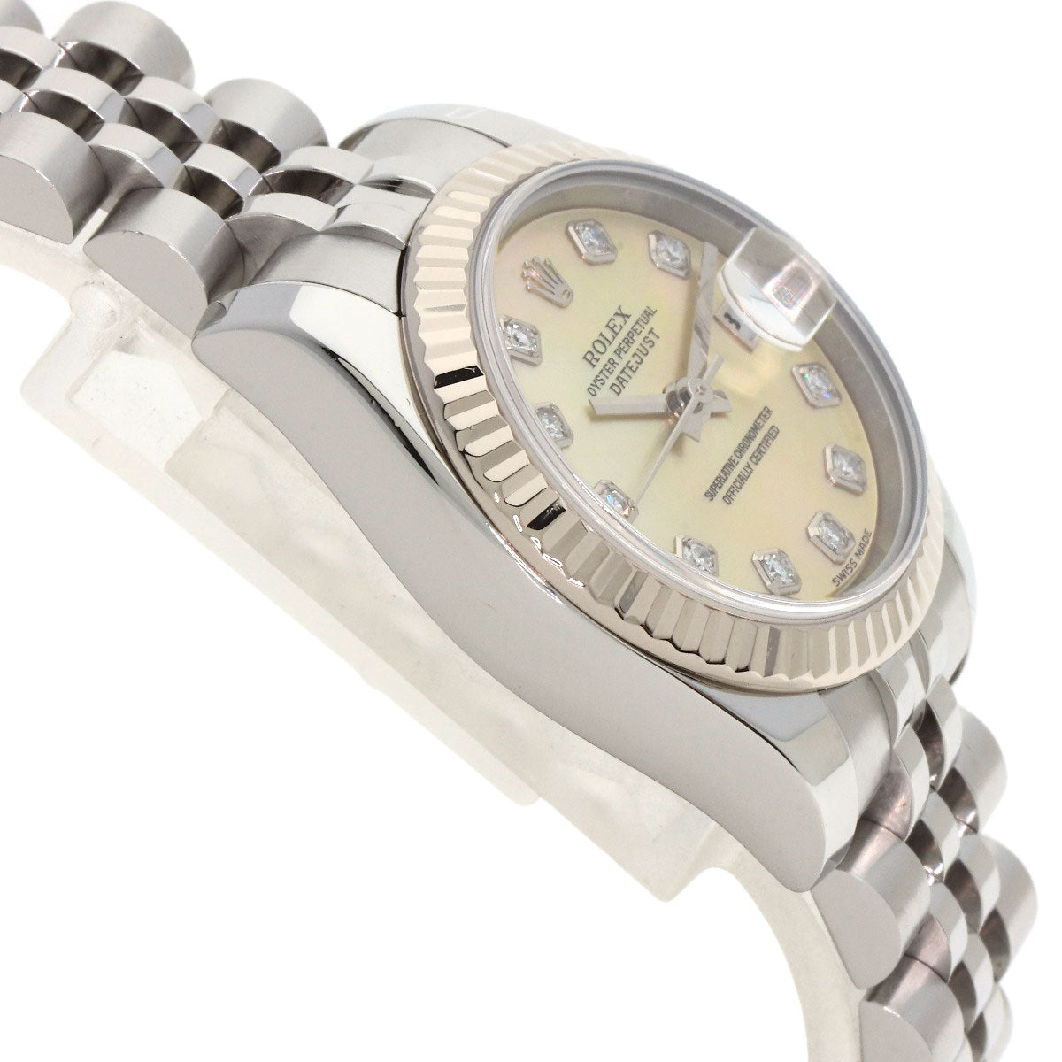 ROLEX ロレックス 179174NG デイトジャスト 10P ダイヤモンド 腕時計 SS レディース 中古