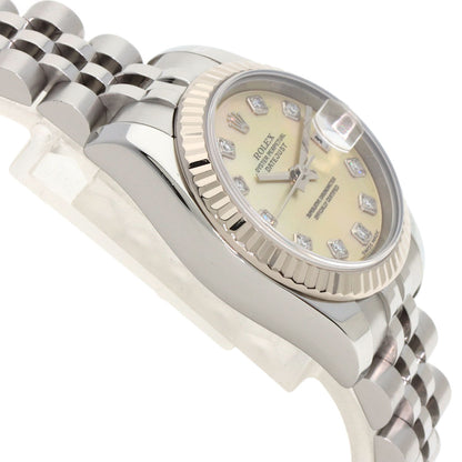 ROLEX ロレックス 179174NG デイトジャスト 10P ダイヤモンド 腕時計 SS レディース 中古