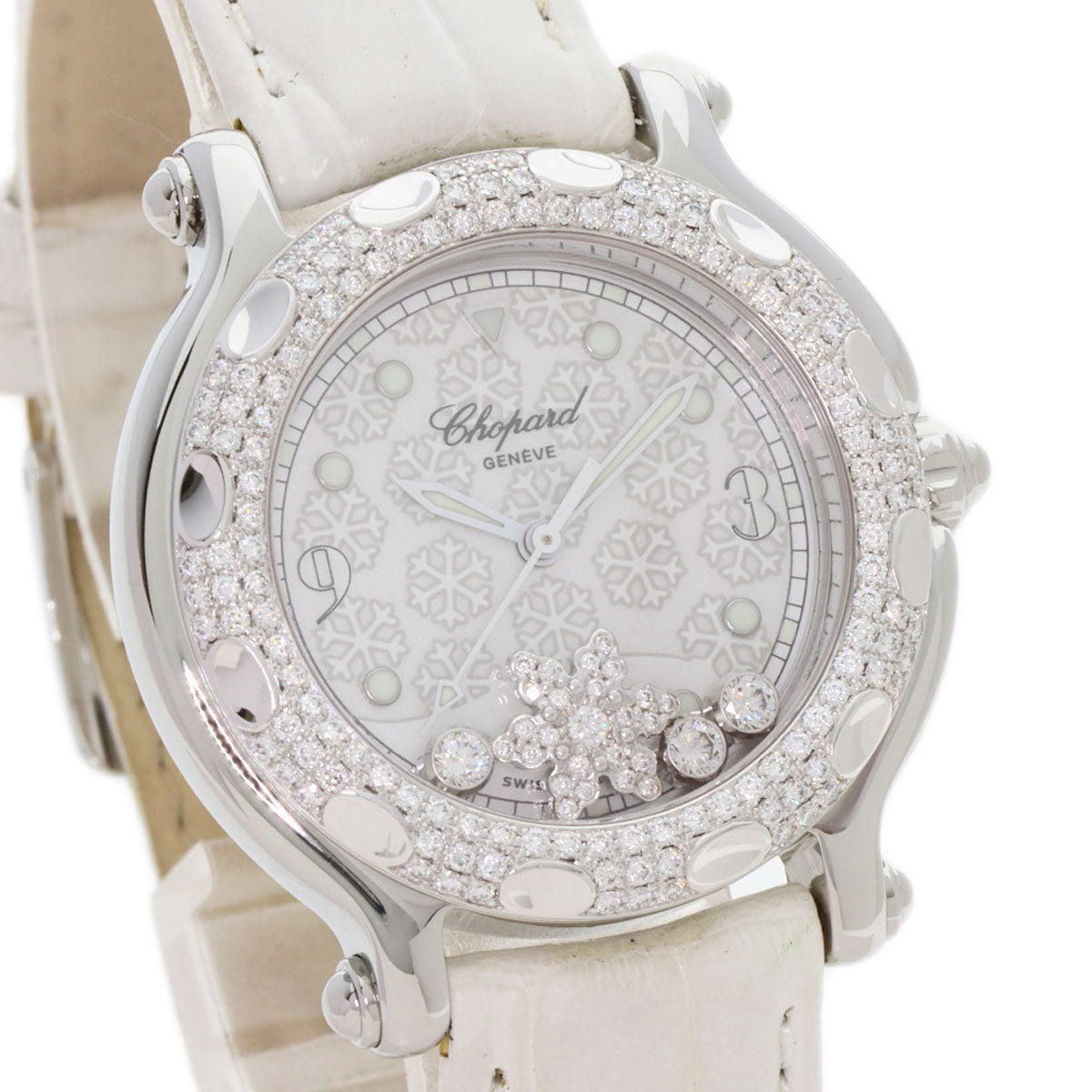 Chopard ショパール 27/8943 ハッピースノーフレーク ダイヤモンド 30mm 腕時計 SS レディース 中古