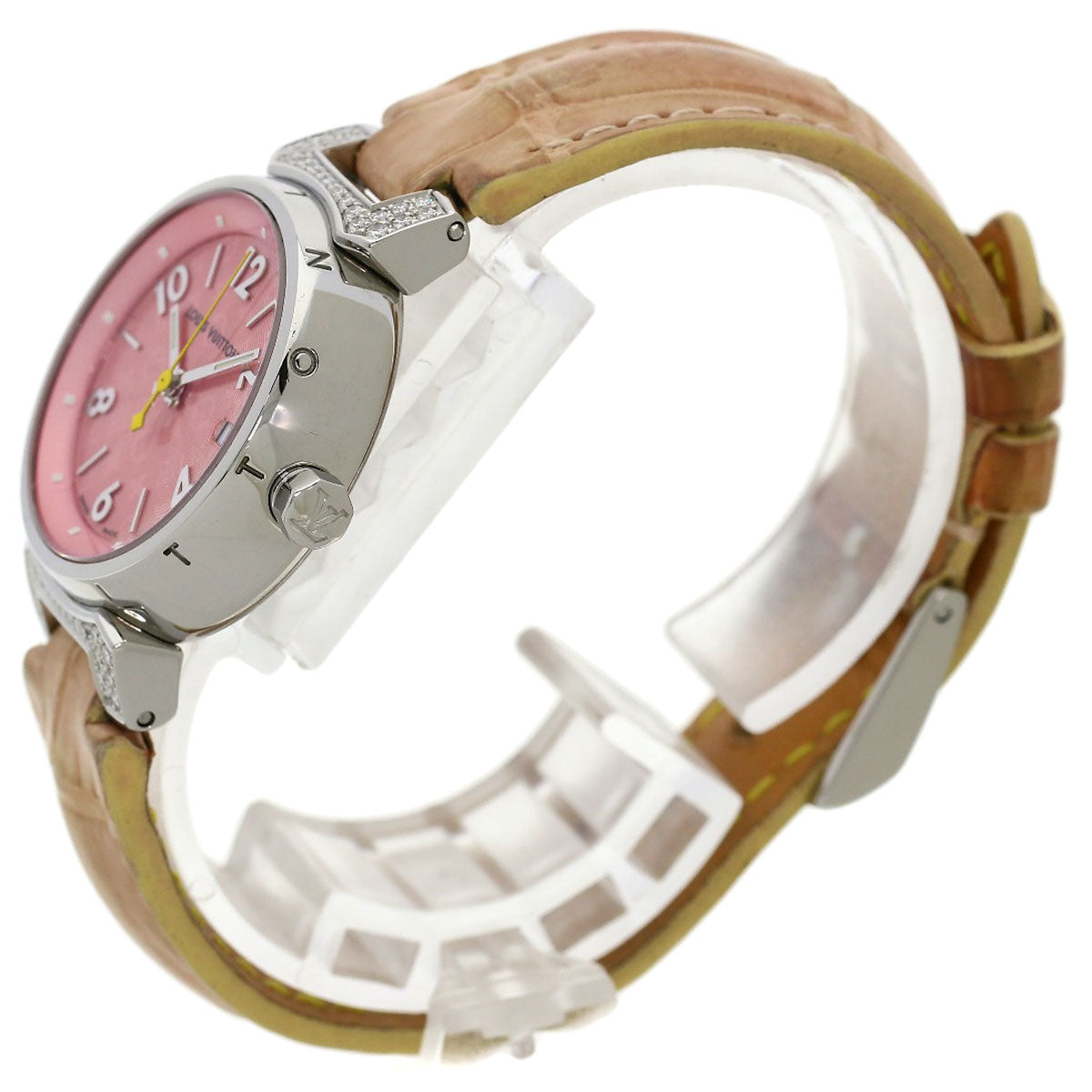 LOUIS VUITTON ルイヴィトン Q121E タンブール ダイヤモンド 腕時計 SS レディース 中古