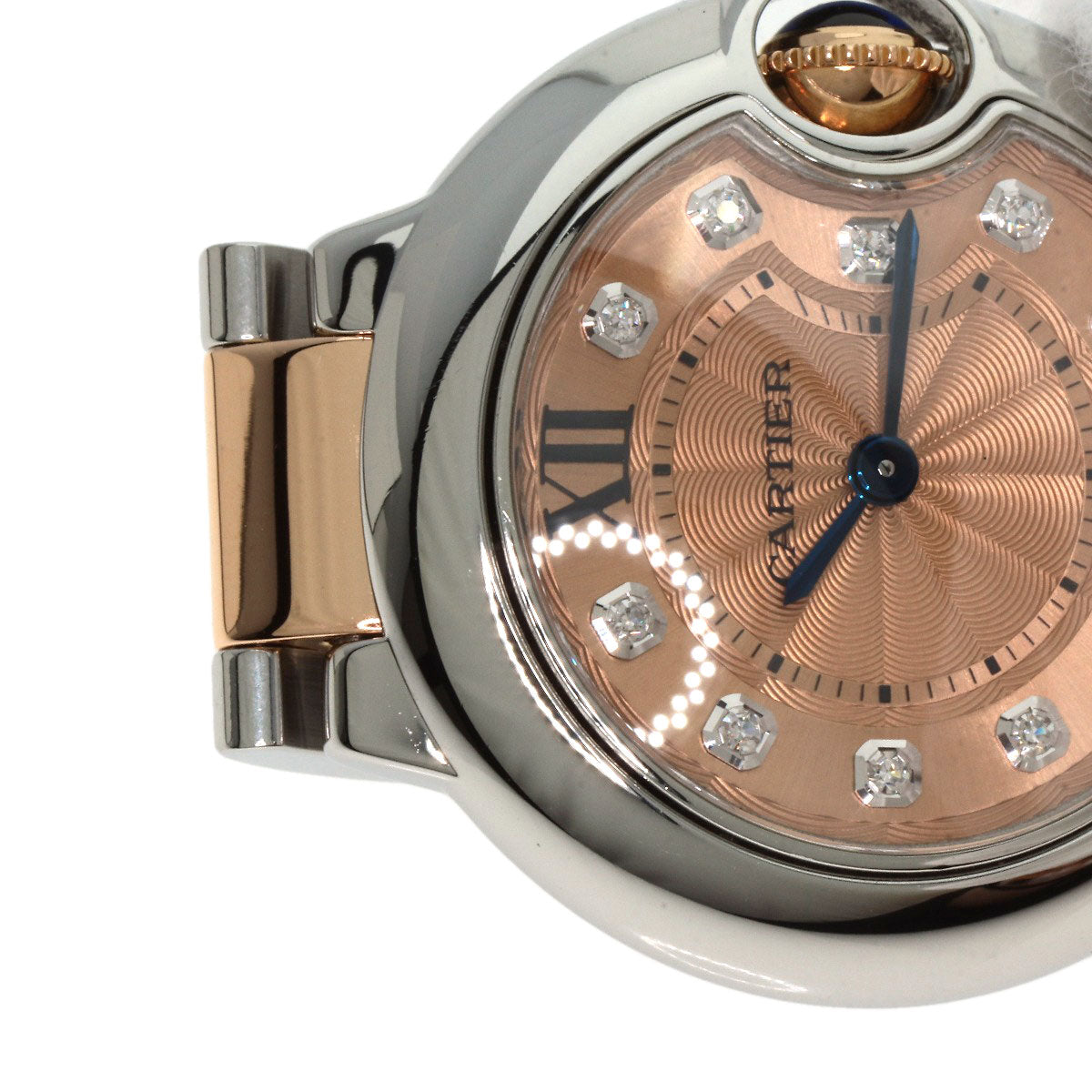 CARTIER カルティエ WE902052 バロンブルー28 11P ダイヤモンド 腕時計 SS レディース 中古