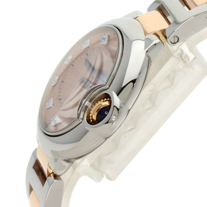 CARTIER カルティエ WE902052 バロンブルー28 11P ダイヤモンド 腕時計 SS レディース 中古