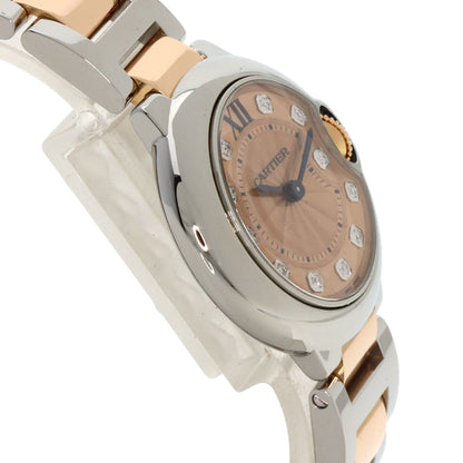 CARTIER カルティエ WE902052 バロンブルー28 11P ダイヤモンド 腕時計 SS レディース 中古