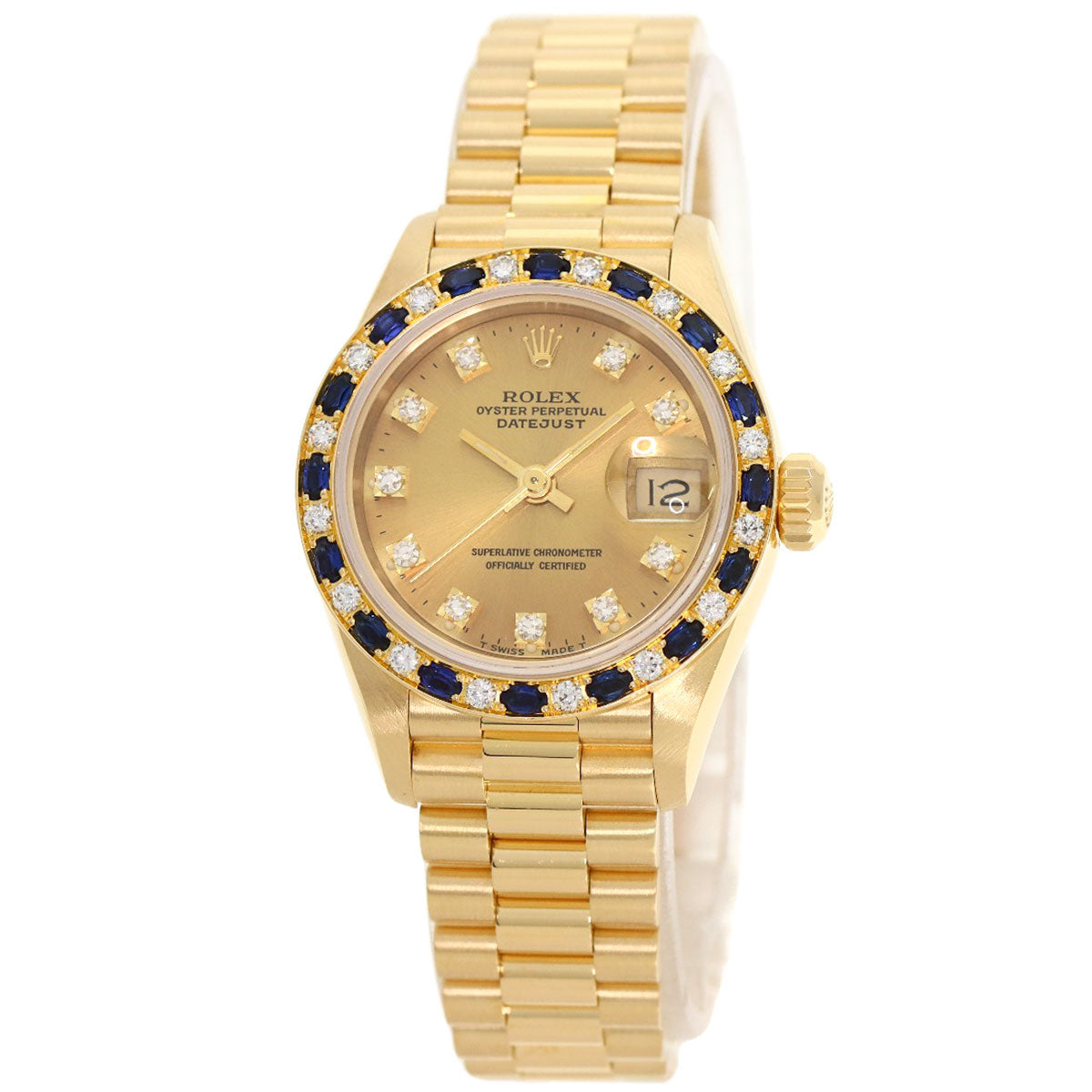 ROLEX ロレックス 69198SA デイトジャスト サファイア ダイヤモンド 腕時計 K18YG レディース 中古