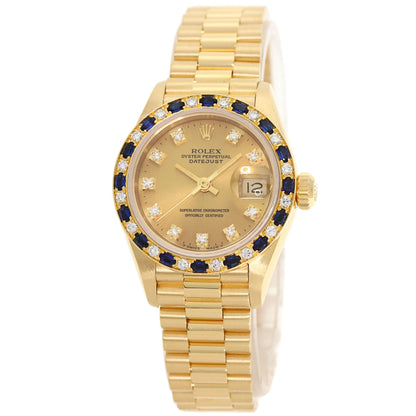 ROLEX ロレックス 69198SA デイトジャスト サファイア ダイヤモンド 腕時計 K18YG レディース 中古
