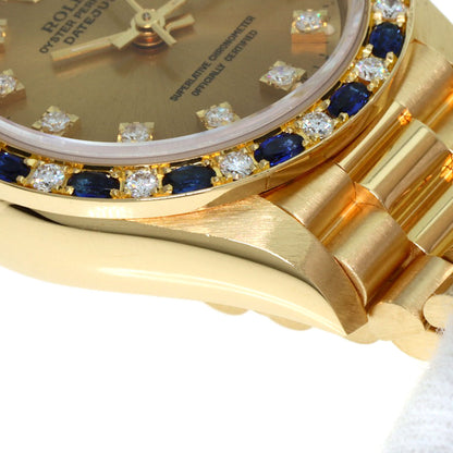 ROLEX ロレックス 69198SA デイトジャスト サファイア ダイヤモンド 腕時計 K18YG レディース 中古