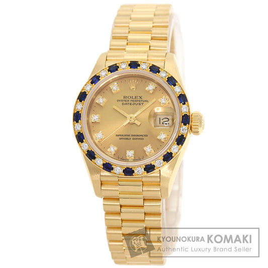 ROLEX ロレックス 69198SA デイトジャスト サファイア ダイヤモンド 腕時計 K18YG レディース 中古