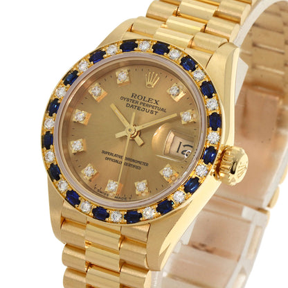 ROLEX ロレックス 69198SA デイトジャスト サファイア ダイヤモンド 腕時計 K18YG レディース 中古