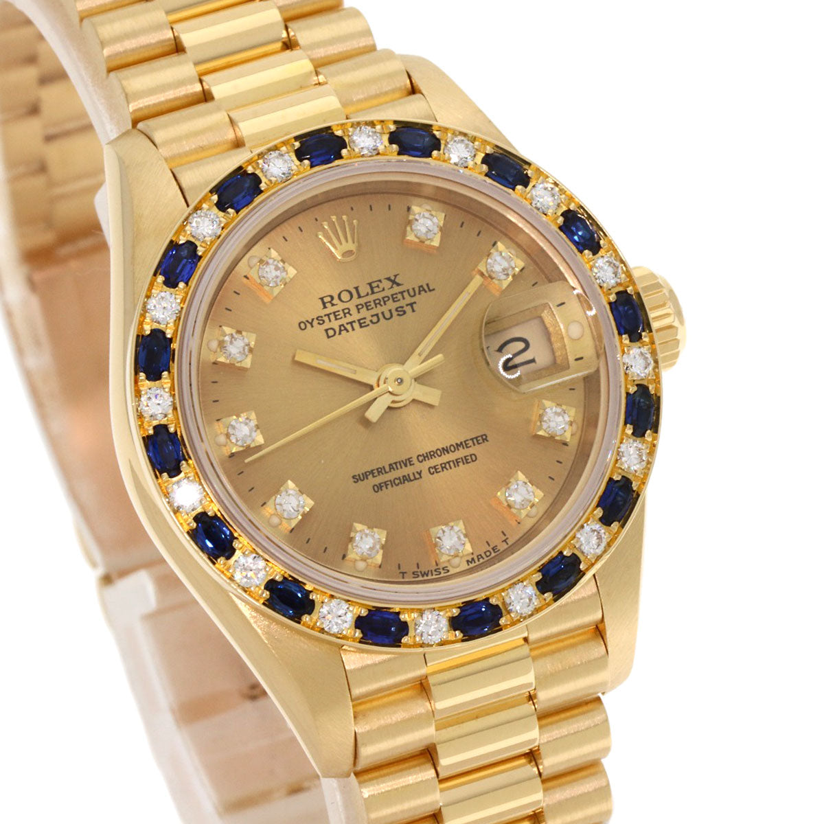 ROLEX ロレックス 69198SA デイトジャスト サファイア ダイヤモンド 腕時計 K18YG レディース 中古