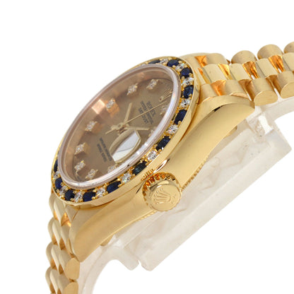 ROLEX ロレックス 69198SA デイトジャスト サファイア ダイヤモンド 腕時計 K18YG レディース 中古