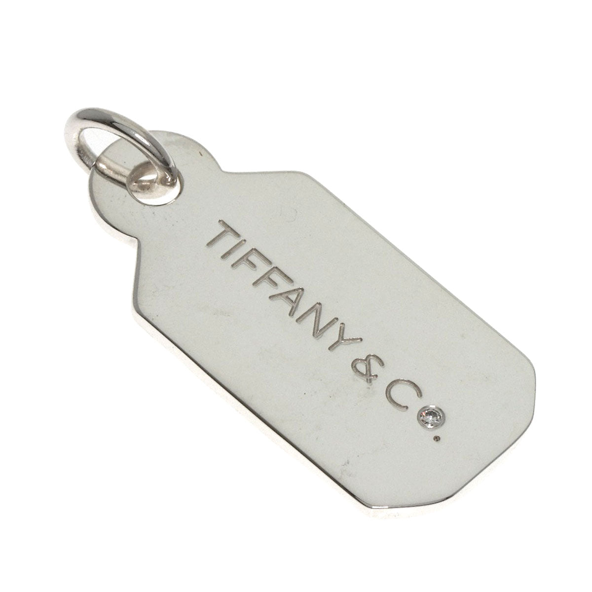 TIFFANY&Co. ティファニー タグプレート 1P ダイヤモンド ペンダントトップ SV レディース 中古