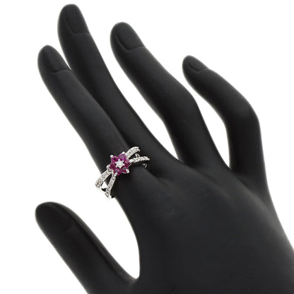 SELECT JEWELRY セレクトジュエリー フラワー ダイヤモンド ルビー リング・指輪 K14WG レディース 中古