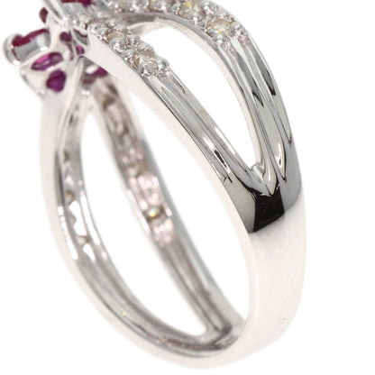 SELECT JEWELRY セレクトジュエリー フラワー ダイヤモンド ルビー リング・指輪 K14WG レディース 中古