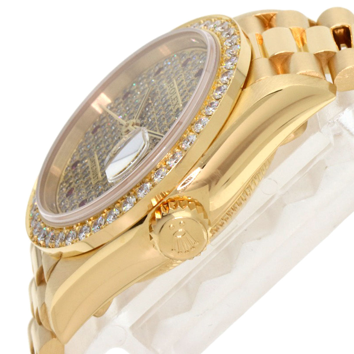 ROLEX ロレックス 69138 デイトジャスト ダイヤモンド ルビー 腕時計 K18YG レディース 中古