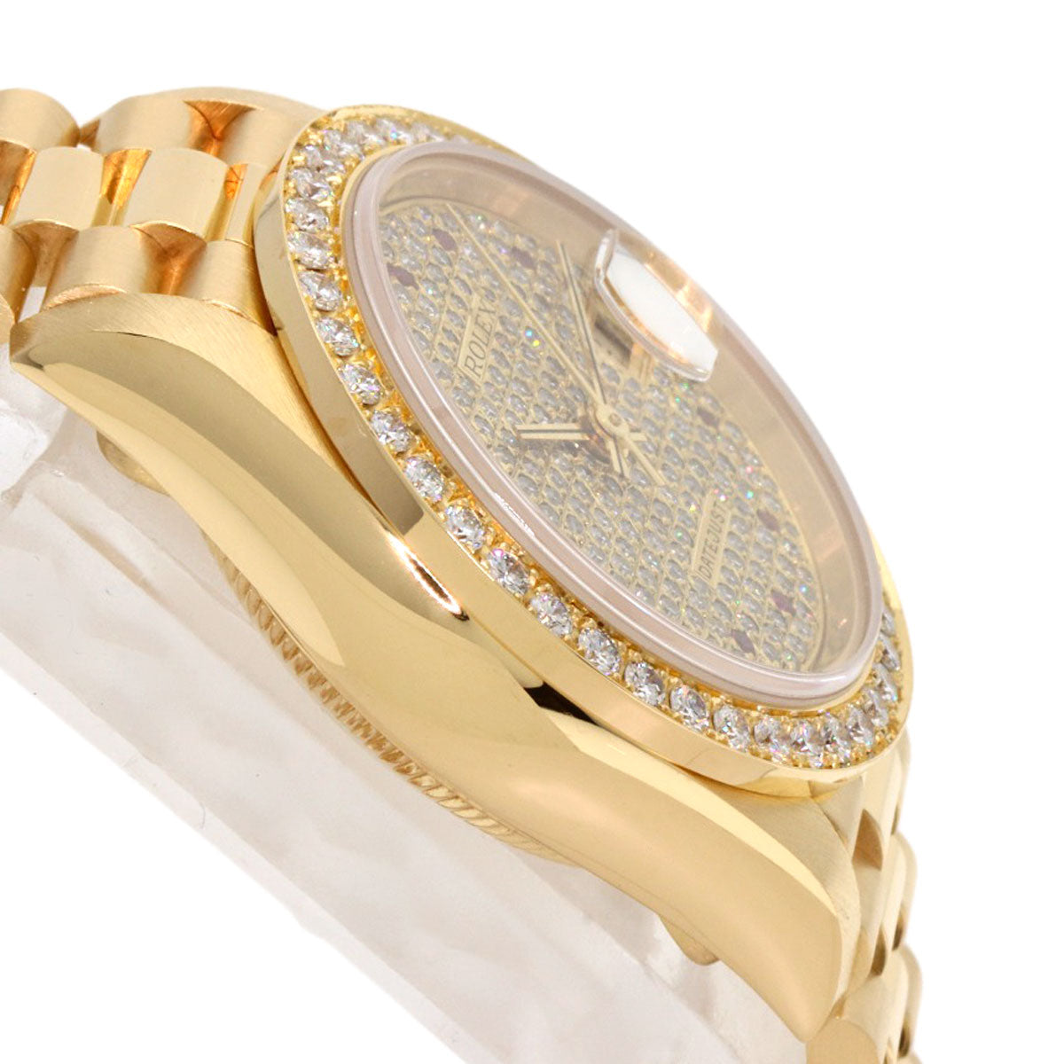 ROLEX ロレックス 69138 デイトジャスト ダイヤモンド ルビー 腕時計 K18YG レディース 中古