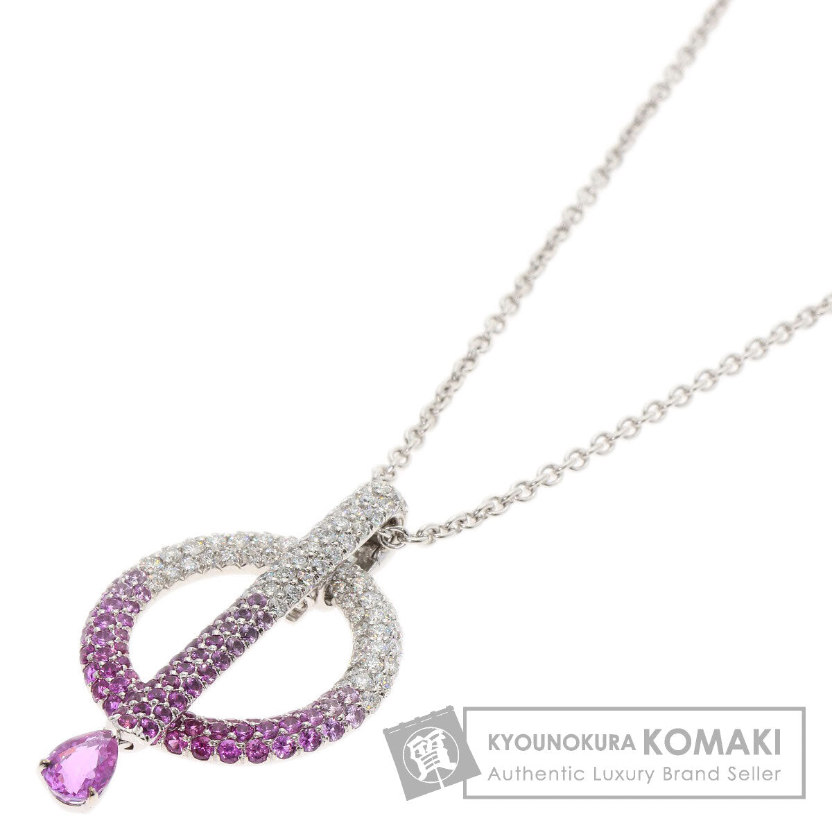 CHANEL シャネル ピンクサファイア ダイヤモンド ネックレス K18WG レディース 中古