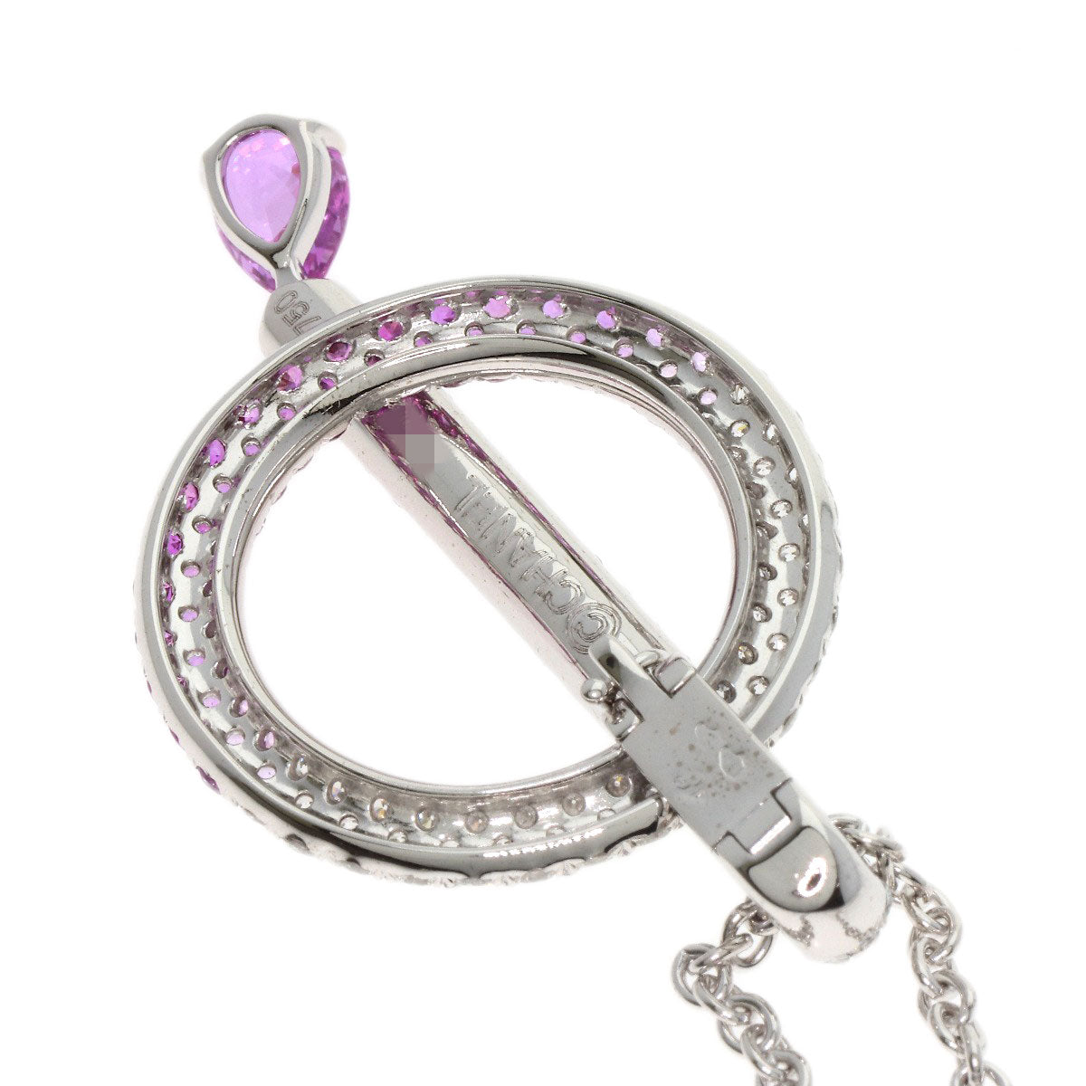 CHANEL シャネル ピンクサファイア ダイヤモンド ネックレス K18WG レディース 中古