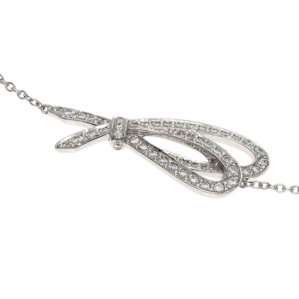 TIFFANY&Co. ティファニー ボウ リボン ダイヤモンド ブレスレット K18WG レディース 中古