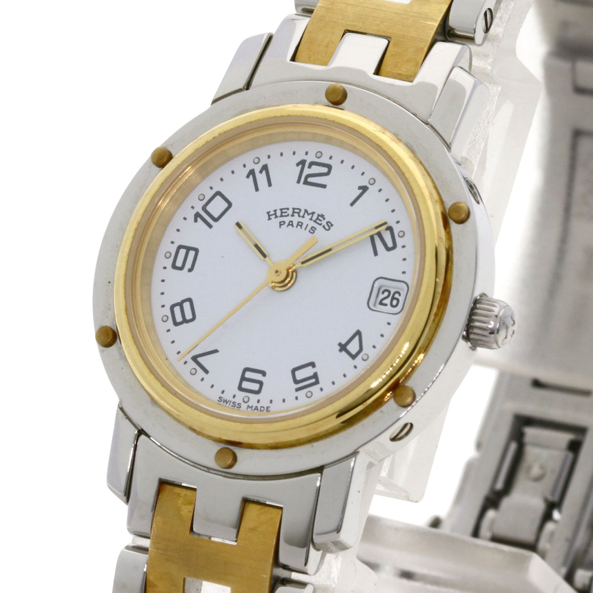 HERMES エルメス CL4.220 クリッパー 腕時計 SS レディース 中古