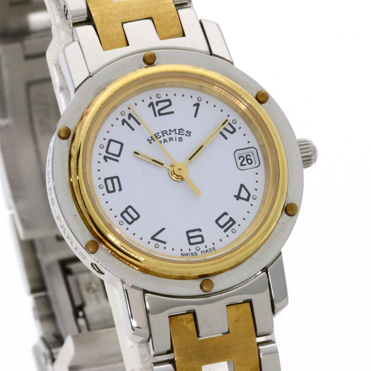 HERMES エルメス CL4.220 クリッパー 腕時計 SS レディース 中古