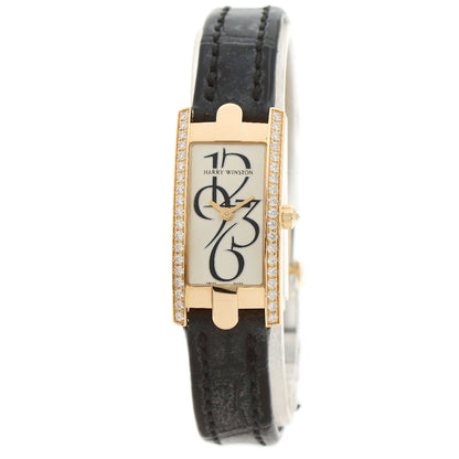 HARRY WINSTON ハリーウィンストン AVCQHM16RR033 アヴェニュー C ミニ ベゼル ダイヤモンド 腕時計 K18PG レディース 中古