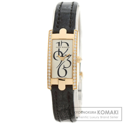 HARRY WINSTON ハリーウィンストン AVCQHM16RR033 アヴェニュー C ミニ ベゼル ダイヤモンド 腕時計 K18PG レディース 中古