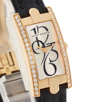 HARRY WINSTON ハリーウィンストン AVCQHM16RR033 アヴェニュー C ミニ ベゼル ダイヤモンド 腕時計 K18PG レディース 中古