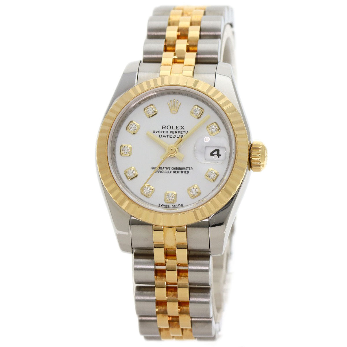 ROLEX ロレックス 179173G デイトジャスト 10P ダイヤモンド 腕時計 SS レディース 中古