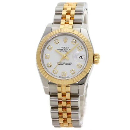 ROLEX ロレックス 179173G デイトジャスト 10P ダイヤモンド 腕時計 SS レディース 中古