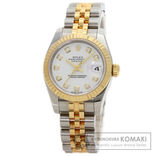 ROLEX ロレックス 179173G デイトジャスト 10P ダイヤモンド 腕時計 SS レディース 中古