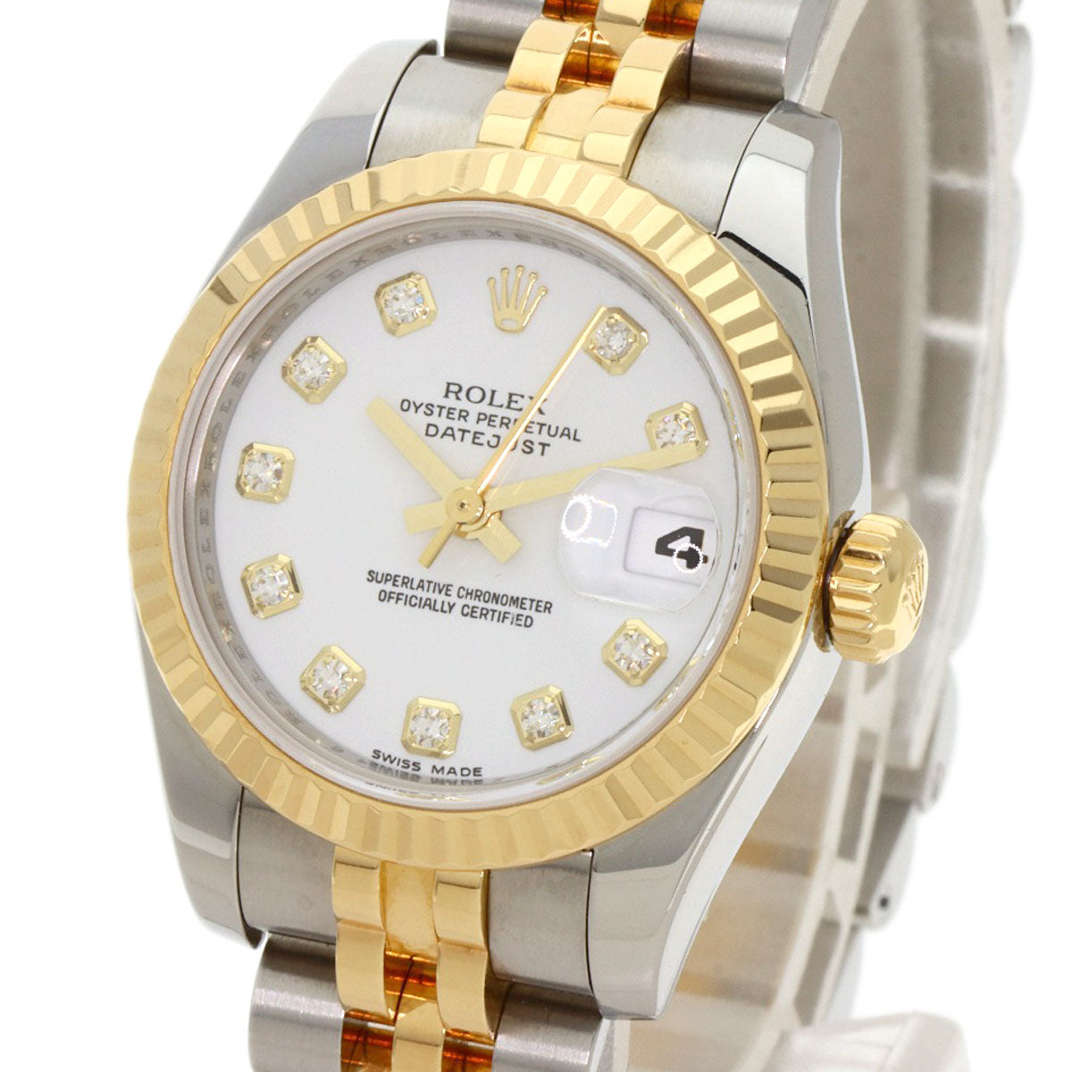 ROLEX ロレックス 179173G デイトジャスト 10P ダイヤモンド 腕時計 SS レディース 中古