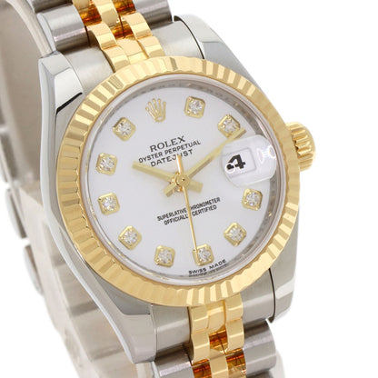 ROLEX ロレックス 179173G デイトジャスト 10P ダイヤモンド 腕時計 SS レディース 中古